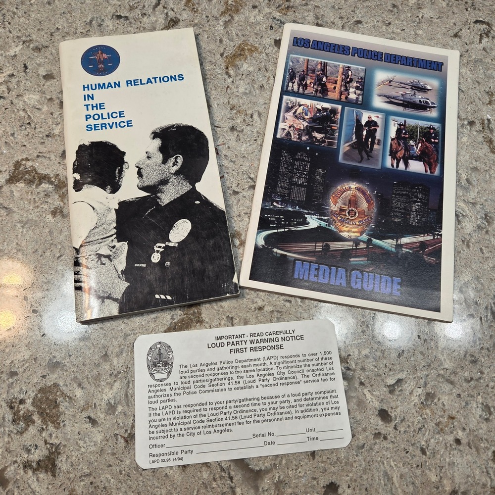 Vintage LAPD Media Guide Tactical Terms Human Relations Manual & Warning Card